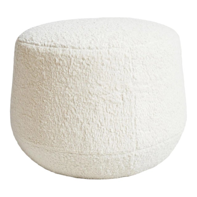 Ivory Boucle Ottoman For Sale