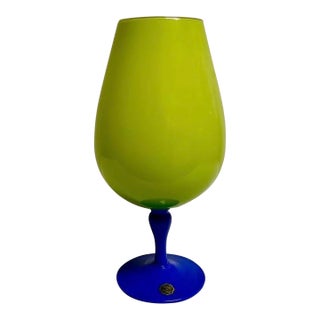 1960s Chartreuse and Periwinkle Blue Snifter Vase For Sale