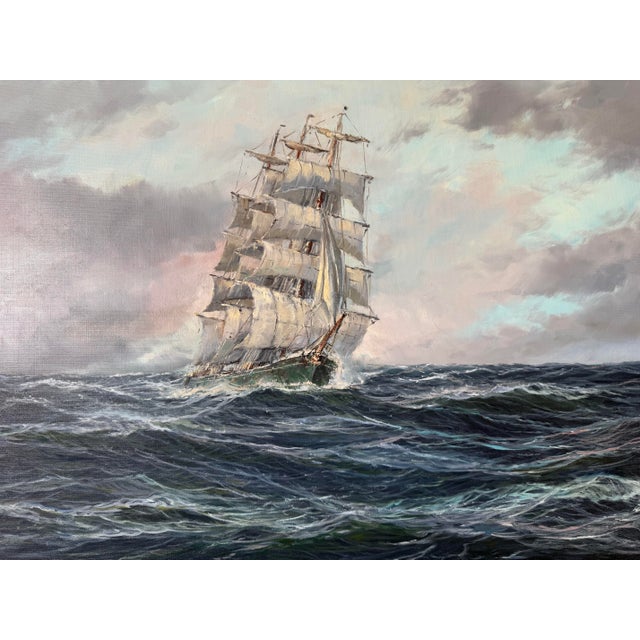 1970’s Edgar Freyberg (German/American, b.1927) Tall Ship at Sea Oil on Canvas Painting, Framed For Sale - Image 11 of 12