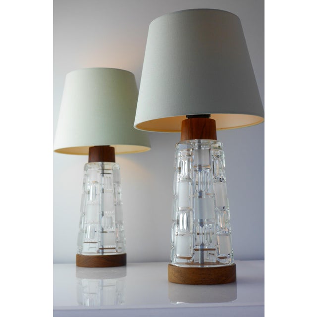 Mid-Century Modern Scandinavian Teak and Glass Table Lamps, Set of 2 For Sale - Image 17 of 17