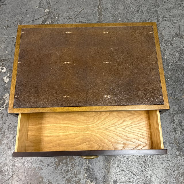 Metal Julian Chichester Gilbert Faux Shagreen Nightstand For Sale - Image 7 of 12