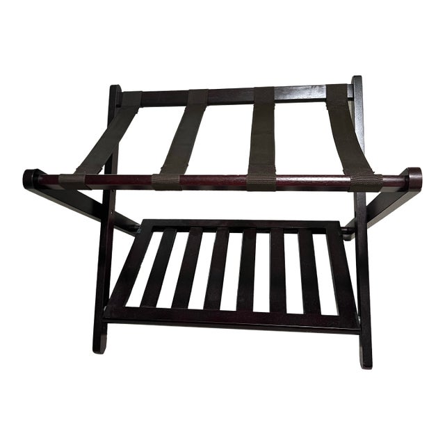 Vintage Brown Wood Luggage Rack For Sale