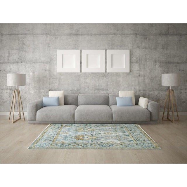 Textile 9x12 Gray Hand-Knotted Wool Framed Rosettes Geometric Modern Carpet Rug For Sale - Image 7 of 10