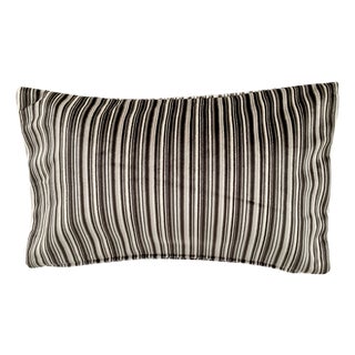 Grey Stripe Tones Velvet Lumbar Pillow Cover For Sale