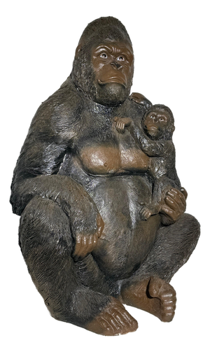 Gorilla Sculpture with Baby Large Decorative Animal Statue
