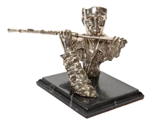 Vintage Flautist Sculpture; Unsigned