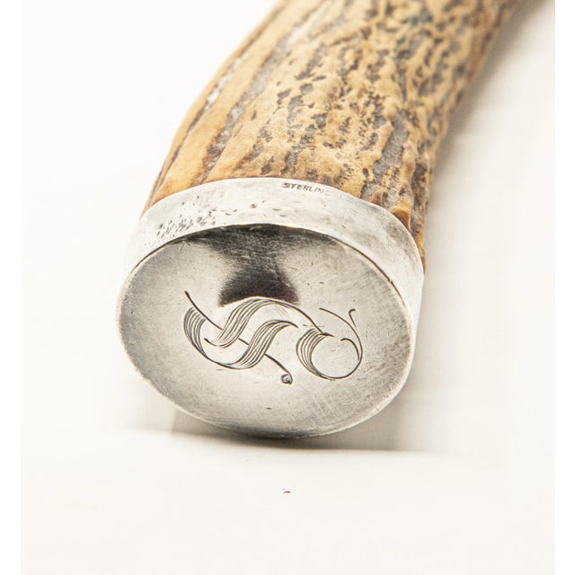 Silver Mid 20th Century Sterling Silver and Antler Handle Carving Set- 2 Pieces For Sale - Image 8 of 13