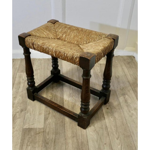 Woven Rush Seated Oak Joint Stool This is a good Oak Joint or Joined Stool it is a good solid stool, dating from the 19th...
