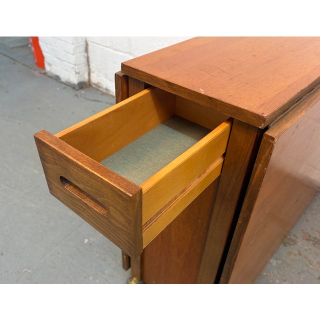 Mid-Century Modern Drop Leaf Hide a Way Table W/ Four Folding Chairs For Sale - Image 4 of 18