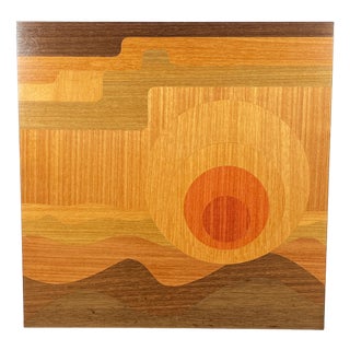 Mid-Century Wood Veneer Intarsia Wall Picture, 1960s For Sale