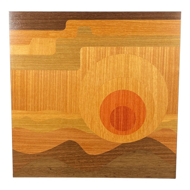 Mid-Century Wood Veneer Intarsia Wall Picture, 1960s For Sale