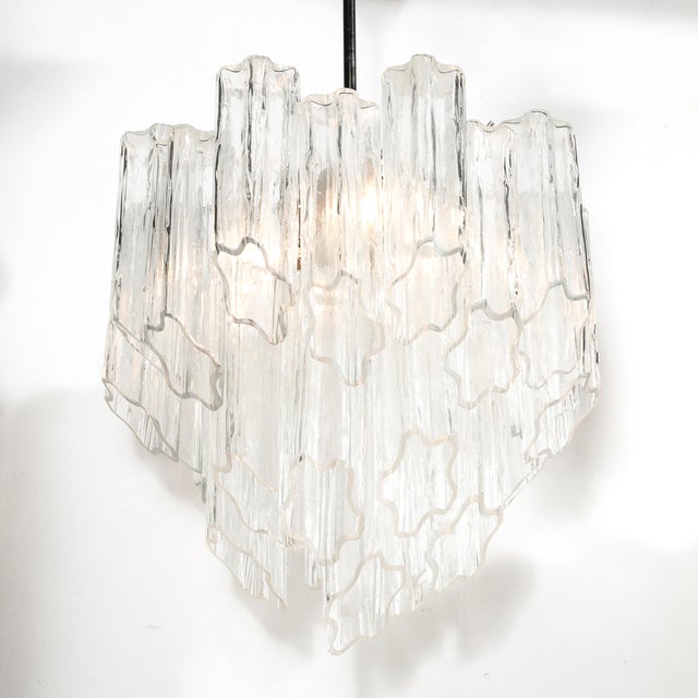 Mid-Century Modernist Hand-Blown Murano Angular Tronchi Glass Chandelier For Sale - Image 4 of 18