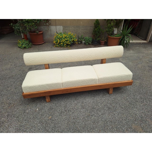 Sofa in Light Wood and White Teddy Bear Bouclé Fabric, 1990s For Sale - Image 16 of 18