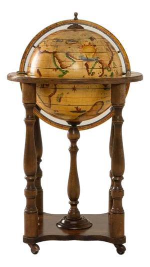 1970s French Baroque Style Globe Bar Cart With Wheels
