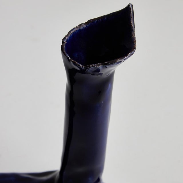 Indigo Blue Ceramic Candleholder Set, Set of 2 For Sale - Image 9 of 15