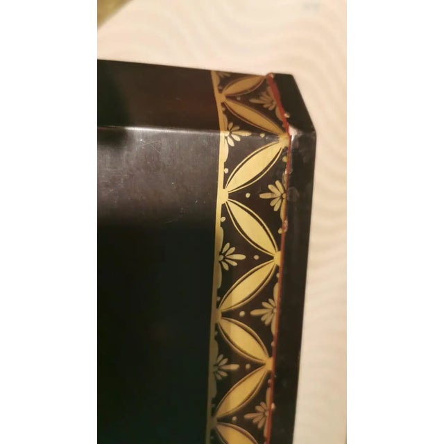 Japanese Lacquered Wooden Box in Gold, 1890s For Sale - Image 4 of 10