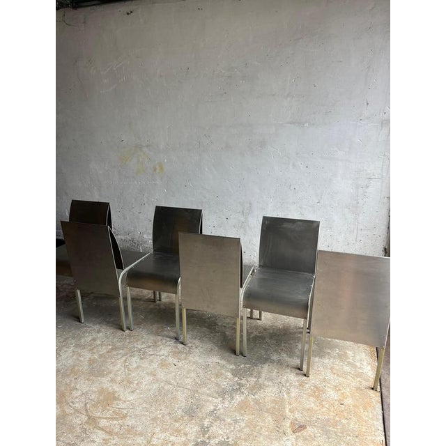 Metal Belgian Postmodernist Chairs in Aluminium, 1980s, Set of 6 For Sale - Image 7 of 13