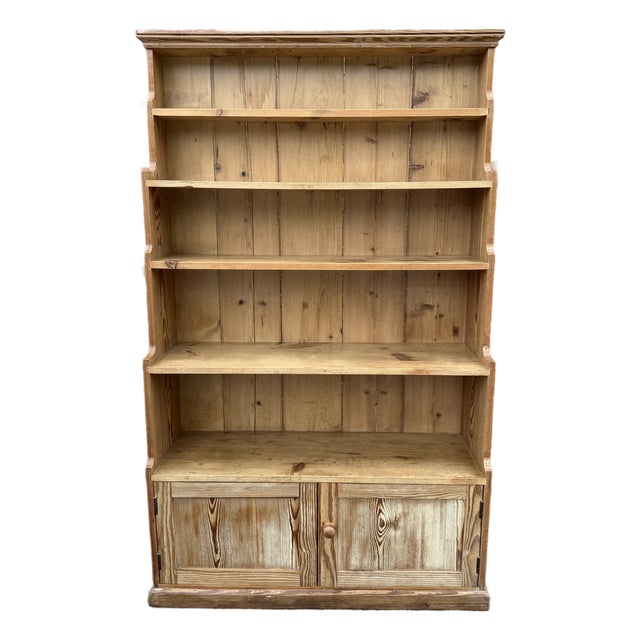 19th Century English Pine Water Fall Bookcase For Sale