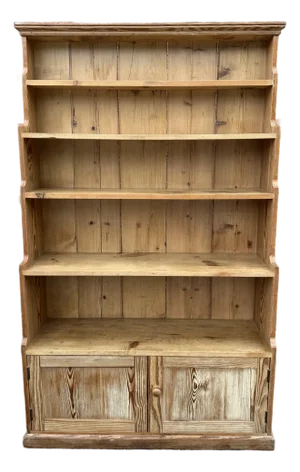 19th Century English Pine Water Fall Bookcase