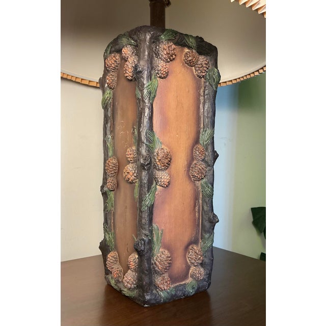 Vintage Mid Century Table Lamp British Potter Bernard Rooke Textured Tree Bark Pinecone Motifs, 1960s For Sale In Greenville, SC - Image 6 of 12