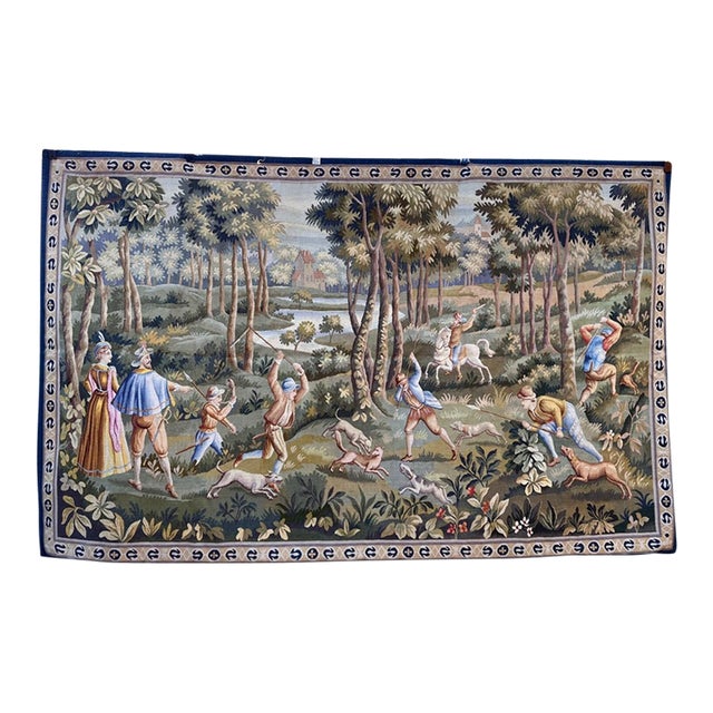 1990s Tapestry With Hunt Scene For Sale