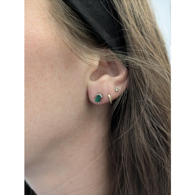 Small but stunning, these 5x3mm emerald studs in 14K white gold are made for daily wear. Light, fresh, and full of charm....