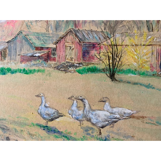 1960s 1960s Vintage Original Painting on Board of a Farm Landscape For Sale - Image 5 of 8