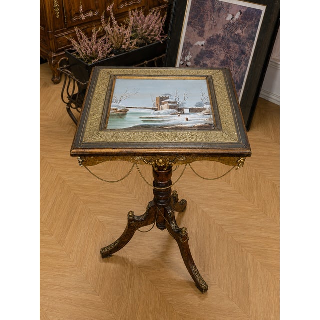 Napoleon III Pedestal Table with Porcelain-Painted Top For Sale - Image 6 of 6