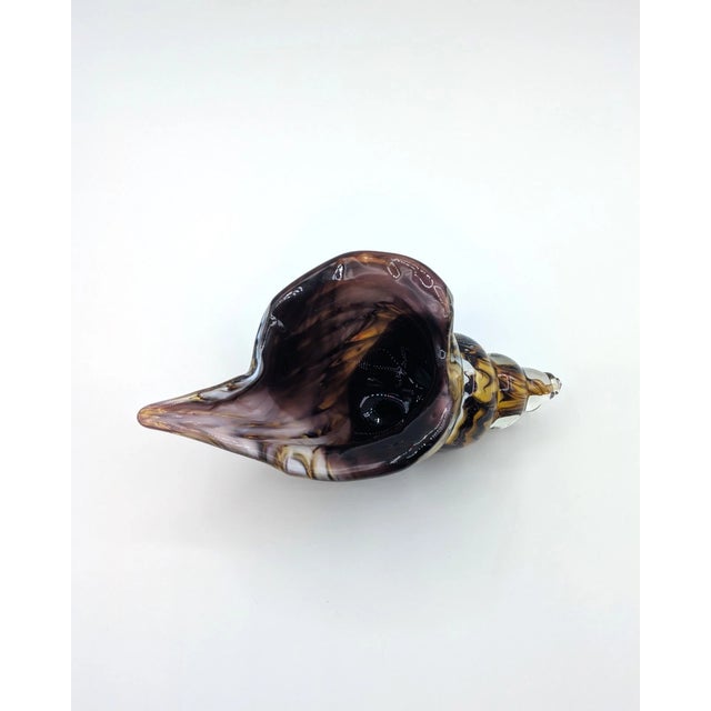 Mid-Century Modern Vintage MCM Murano Style Blown Cased Glass Tiger Striped Conch Shell Figurine For Sale - Image 3 of 8