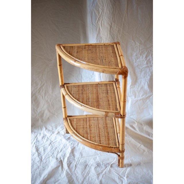 Wood Bamboo and Rush Fabric Shelf, 1970s For Sale - Image 7 of 7