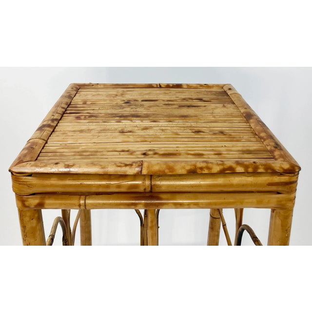 Mid 20th Century Vintage Scorched Bamboo Plant Stand For Sale - Image 5 of 7