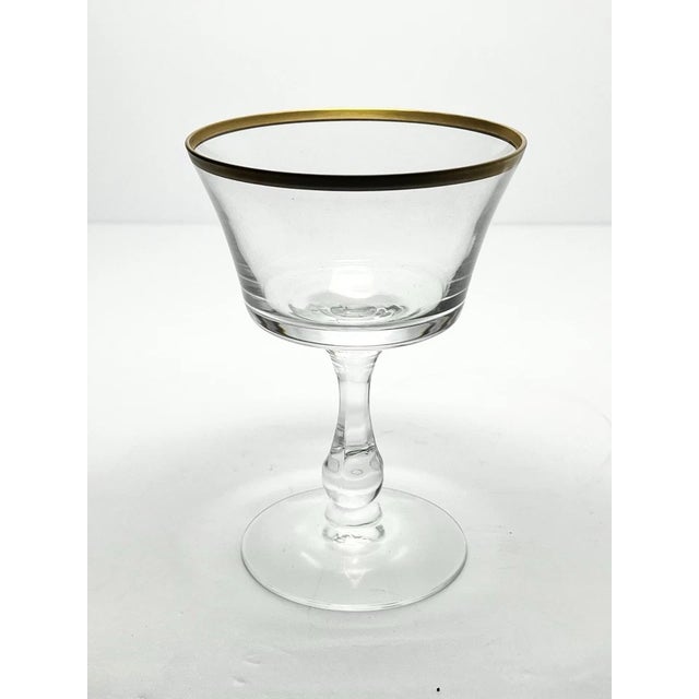 Mid-Century Modern 1950s Fostoria “Richmond” Set of 3 Coupe Champagne Glasses For Sale - Image 3 of 4