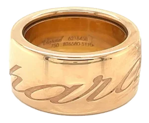 Chopard 18k Pink Gold Signature Chopardissimo Wide Band Ring - Size 6