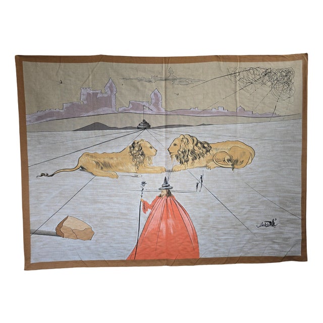 Salvador Dalí, Surrealist Textile Panel with Lions, 1970, Wool For Sale