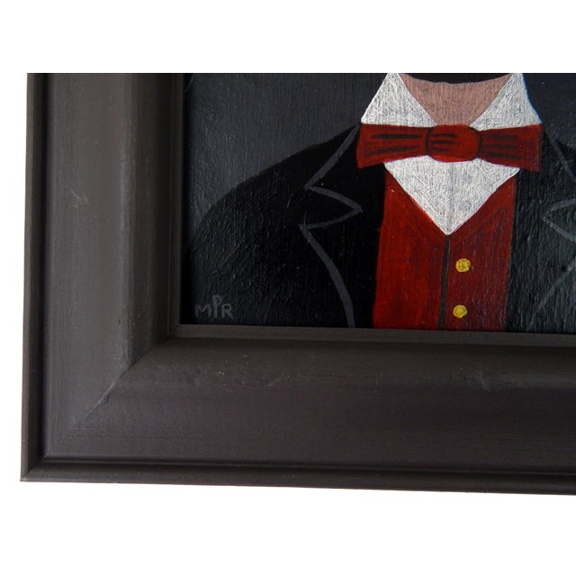 Early 21st Century Matt Rix, Naive Portrait of Victorian Gentleman in Top Hat, Oil on Board, Framed For Sale - Image 5 of 14