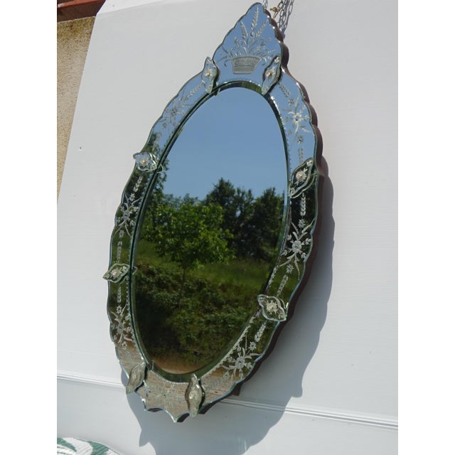 Vintage Venetian Oval Mirror with Pediment, 1950s For Sale - Image 16 of 18