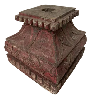 Antique Indian Carved Wooden Architectural Plinth