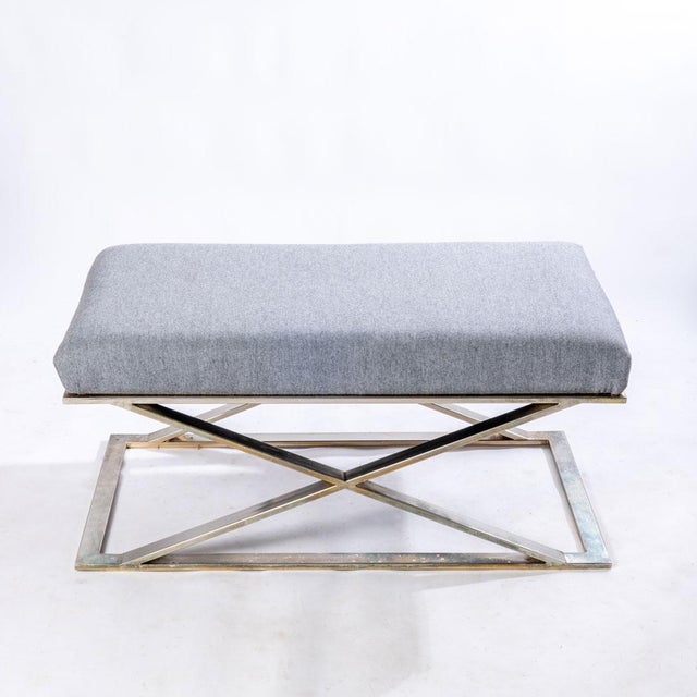 Mid-century chrome x-base bench. Great piece that ties a room together. Would look very good in a living room or at the...