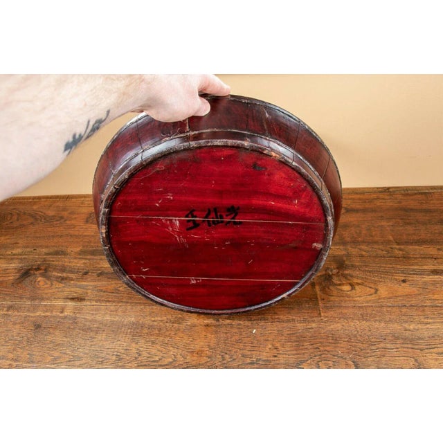 Wood Antique Lacquered Chinese Elm Wood Rice Containers From Lillian August For Sale - Image 7 of 11