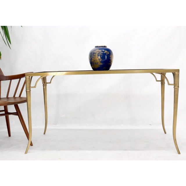 Mid 20th Century Heavy Granite Top Rectangular Brass Frame Horn Shape Legs Coffee Table For Sale - Image 5 of 12