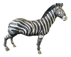 Modern Signature Statuary Bronze Silver Finish Zebra Sculpture