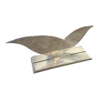 1990s Minimalist Silver Plated Sculpture La Colombella Bianca by Lino Sabattini For Sale