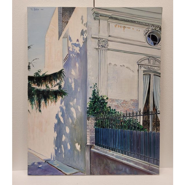 1990s Jean Yves Herbin, Urban Scenes, 1991, Oil on Canvas Paintings, Set of 2 For Sale - Image 5 of 18