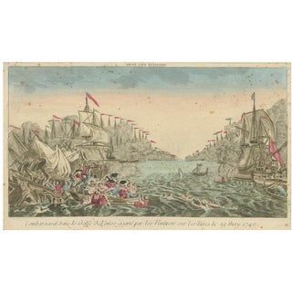 Venetian Naval Battle Print, 1770s, Paper For Sale