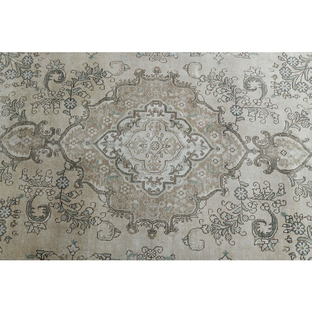 Beige 1970s Vintage Persian Handmade Wool Cotton Beige Area Rug For Sale - Image 8 of 11