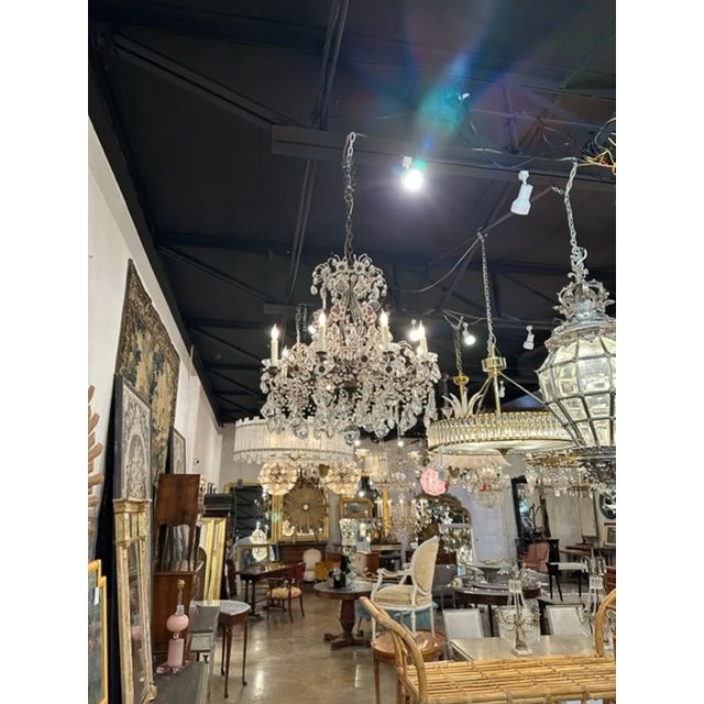Italian Beaded Crystal and Amethyst Flower Chandelier For Sale - Image 10 of 11