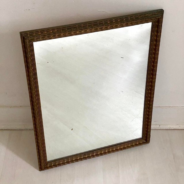 Brown Vintage Mirror in Wooden Frame, 1930 For Sale - Image 8 of 9