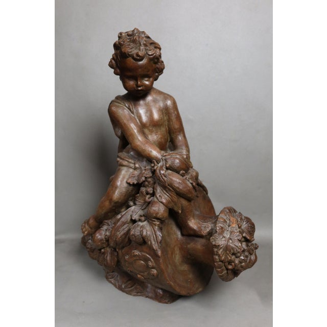 Vintage Terracotta Child on a Jar Sculpture, 1920s For Sale - Image 10 of 13