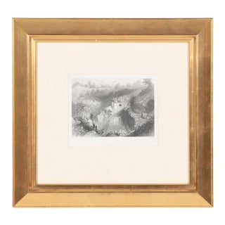 19th Century Antique Engraving of Jerusalem in Golden Frame For Sale
