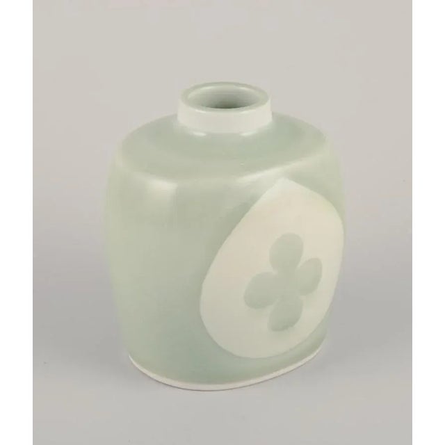 Ceramic Vase in Celadon Glaze by Nils Thorsson for Royal Copenhagen, 1930s For Sale - Image 3 of 9
